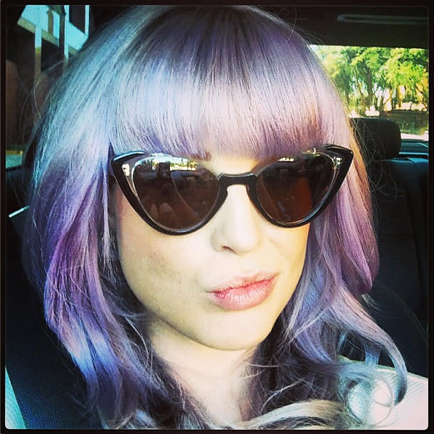 Colorful coiffe! Osbourne showed off a head of lavendar-and-aqua locks (paired with stylish cat-eye sunglasses!) in a selfie that she posted to her Instagram account in August 2013. "Just cut a fringe aka bangs what do you guys think?" she asked her fans.