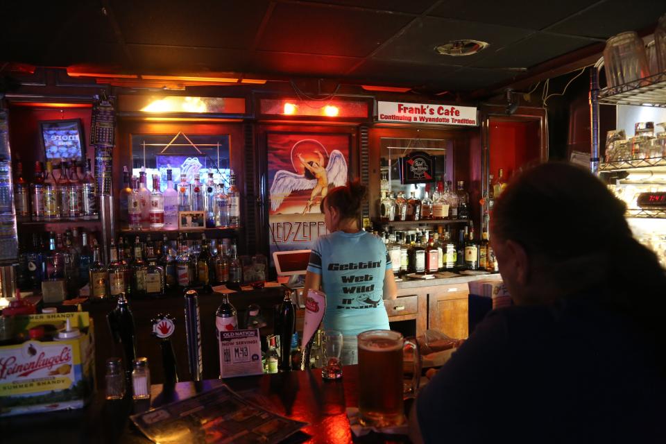 Much of the bar at Frank's Cafe in Wyandotte remains as it has for nearly 100 years. 