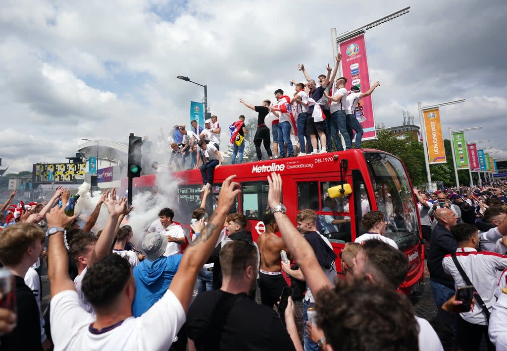 The scenes of disorder at Wembley at last summer’s Euro 2020 final can never be repeated, UEFA president Aleksander Ceferin has said (Zac Goodwin/PA) (PA Wire)