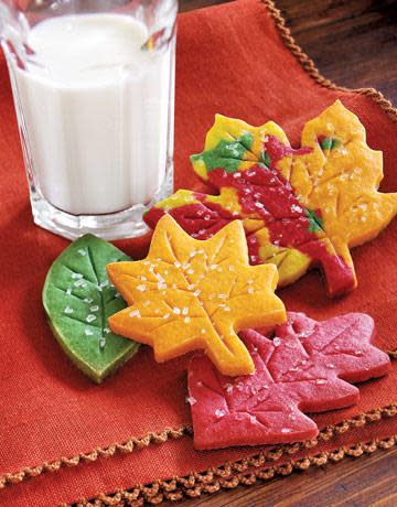 multicolored leaf shaped sugar cookies