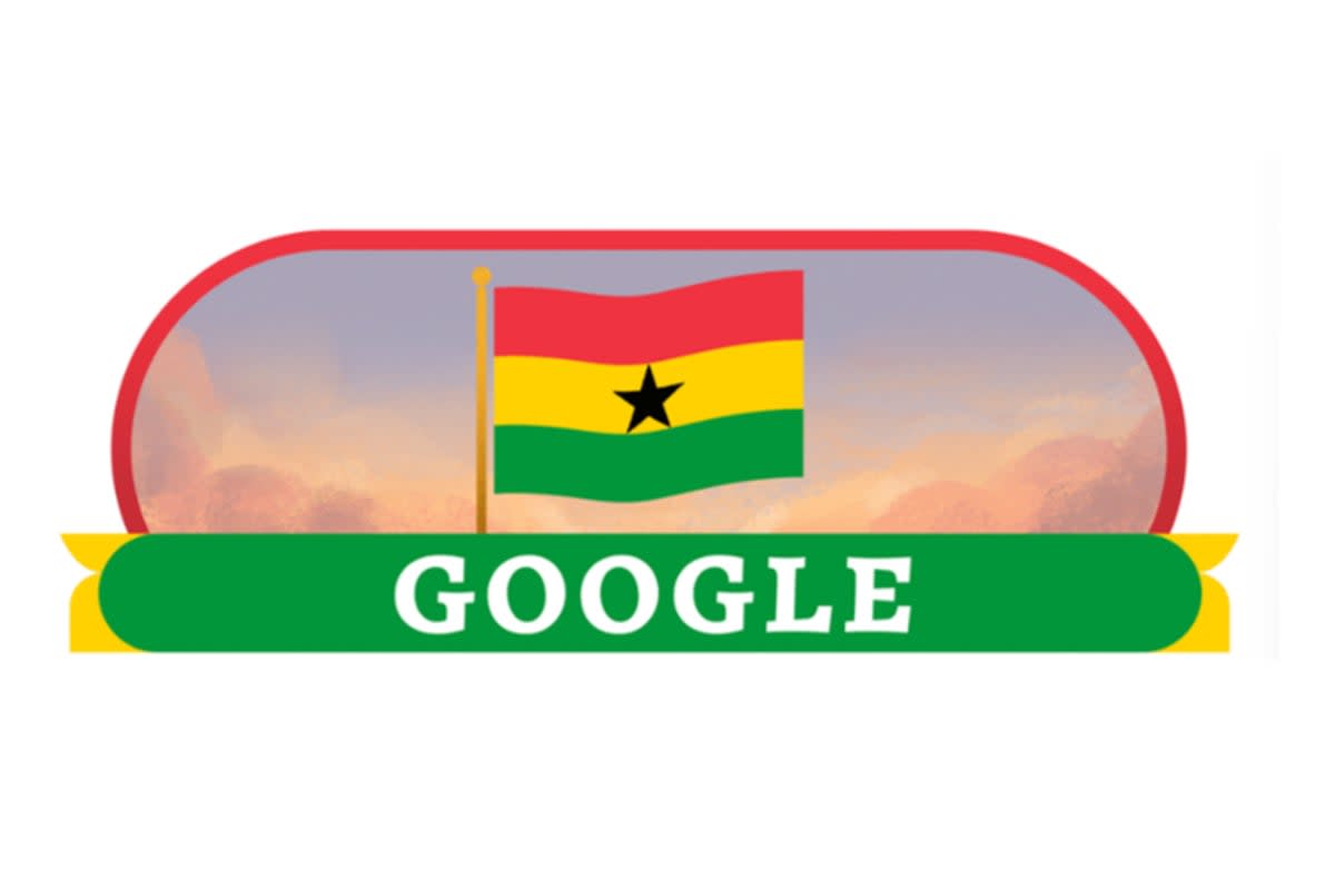 Today’s Google Doodle depicts Ghana’s flag that was creating when they established independence  (Google Doodle)