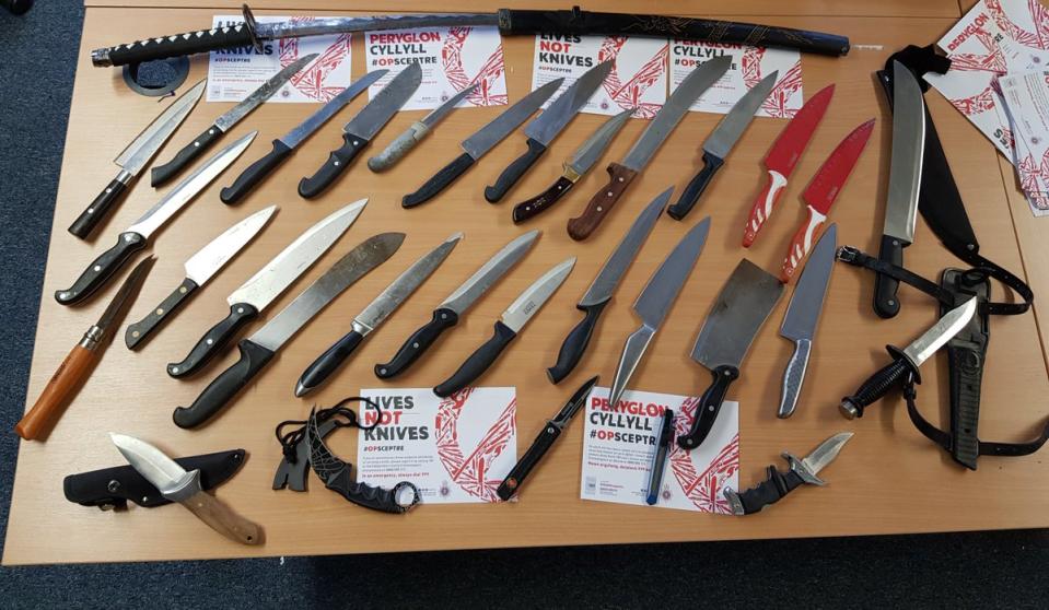 Just a selection of the knives surrendered to Welsh police