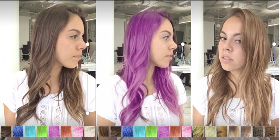 Now you can try on different hair colors in a live, 3D video “mirror.”