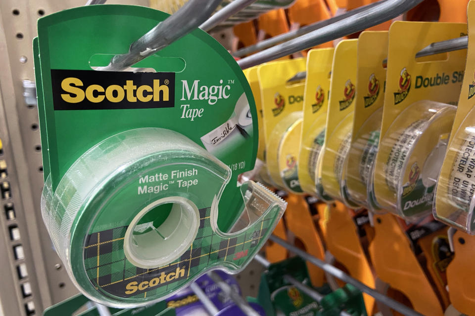 CHICAGO, ILLINOIS - JANUARY 28: Scotch tape manufactured by 3M is offered for sale at a big box retailer on January 28, 2020 in Chicago, Illinois. 3M announced it would be cutting 1,500 jobs as well as making other changes at the company after reporting fourth-quarter earnings that plunged 27%.  (Photo by Scott Olson/Getty Images)