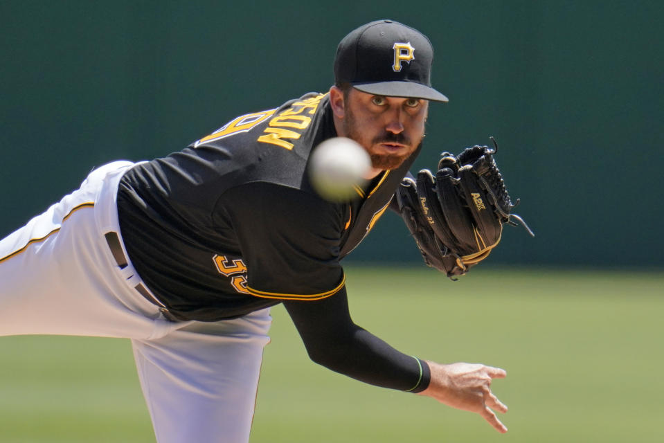 Pittsburgh Pirates relief pitcher Zach Thompson delivers during the first inning of a baseball game against the Colorado Rockies in Pittsburgh, Wednesday, May 25, 2022. (AP Photo/Gene J. Puskar)