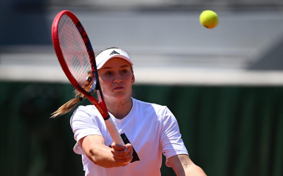 Elena Rybakina of Kazakhstan in action during a practice match ahead of the French Open -I'd love women to play five sets, says French Open tournament director - Getty Images/Clive Mason