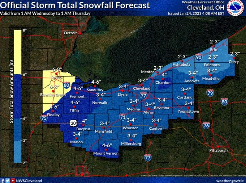 A winter storm is expected in northern Ohio on Wednesday.