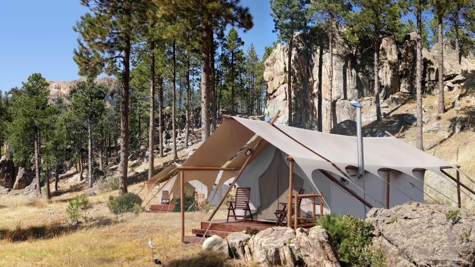 Deluxe tent at Mt Rushmore with Under Canvas glamping experience