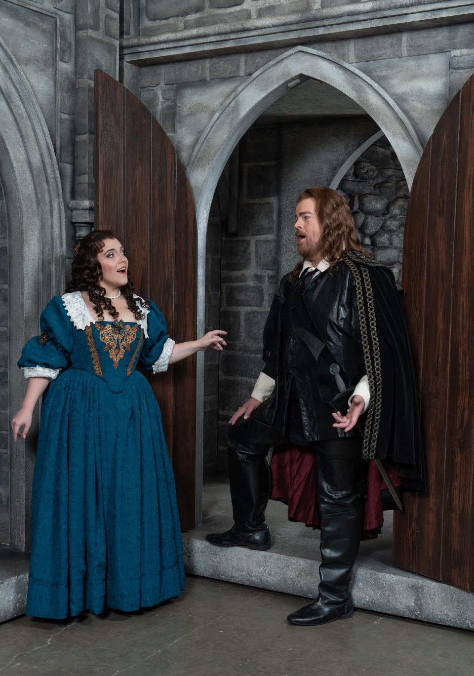 Ashley Milanese, left, as Lucia, and Christopher Oglesby as Sir Edgardo di Ravenswood, the man she loves but is prevented from marrying in the Sarasota Opera production of “Lucia di Lamermoor.”