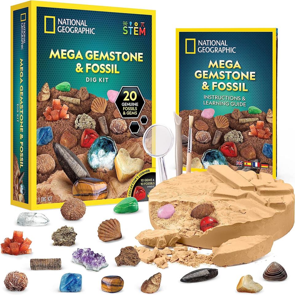 16% off NATIONAL GEOGRAPHIC Mega Fossil and Gemstone Dig Kits - Excavate 20 Real Fossils and Gems (Photo: Amazon)



