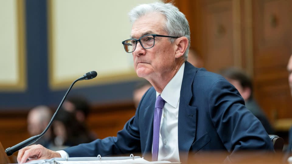 Federal Reserve Chair Jerome Powell looks on during a House Financial Services Committee hearing on Capitol Hill in Washington, DC, on March 6, 2024. - Bonnie Cash/Reuters