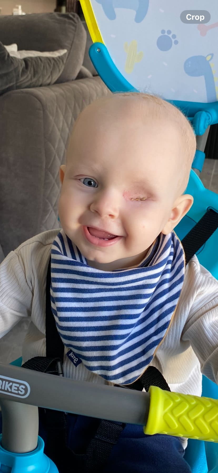 His parents say their son has remained smiling throughout his cancer journey. (Becky Flower/SWNS)