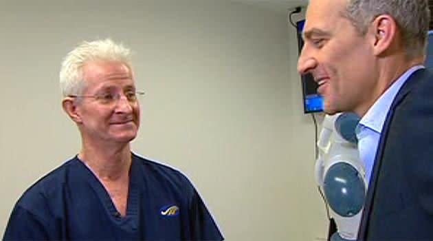 Dr Russell Knudsen speaking with Seven's Health Editor Dr Andrew Rochford. Photo: 7News