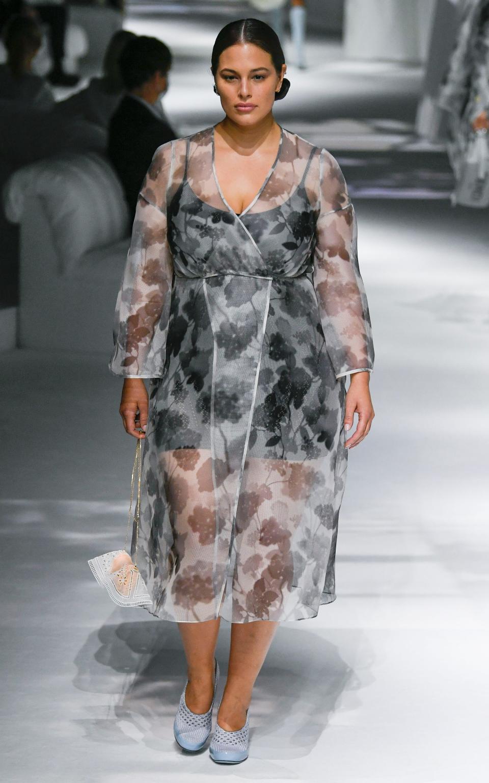 Ashley Graham on the Fendi catwalk in September 2020