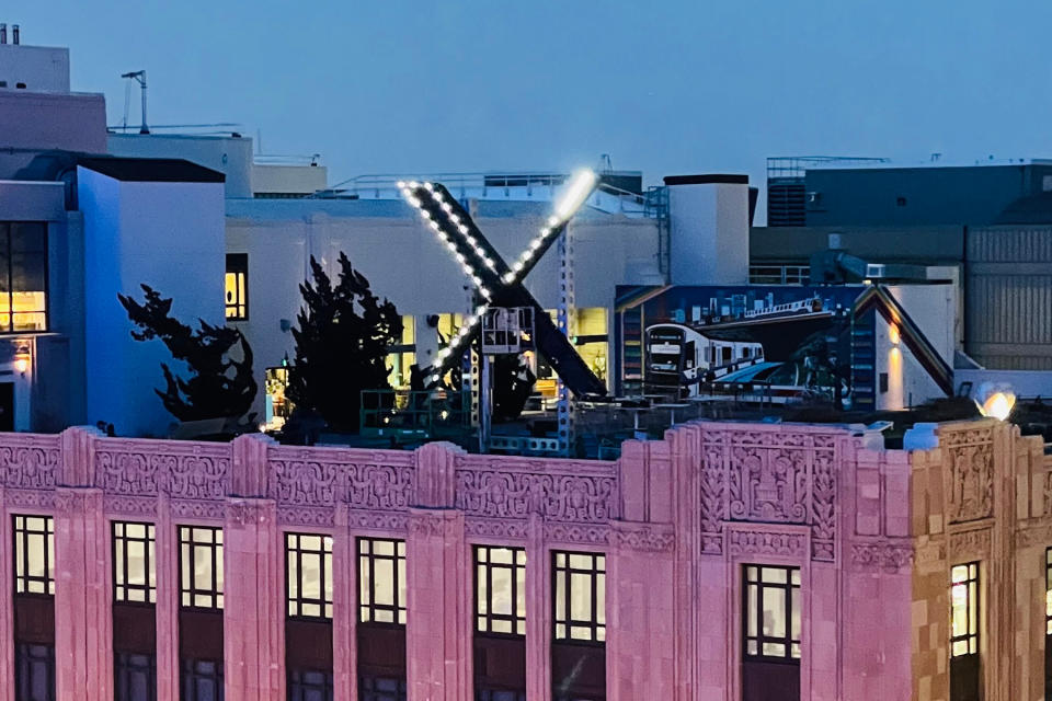 Twitter’s “X” sign, before its removal. Photo by Christopher Beale.