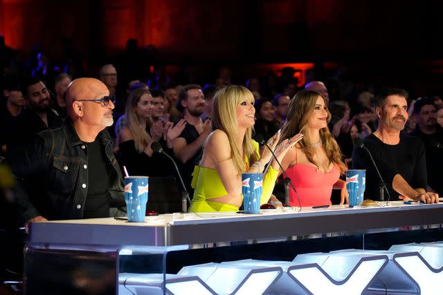 <p>Casey Durkin/NBC</p> Howie Mandel, Heidi Klum, Sofia Vergara, Simon Cowell in "America's Got Talent."