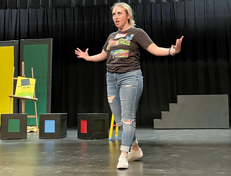 Sophie Dotson plays Doctor Shock Clock, a comic book villain come to life, in "Adventures of a Comic Book Artist" opening at the Triple Locks Theater for the Coshocton Footlight Players. Dotson is the oldest in the cast at age 18, the youngest are 8.