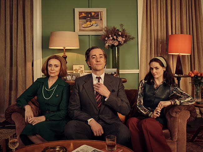 Keeley Hawes, Matthew Macfadyen and Emer Heatley pose for Stonehouse official photo