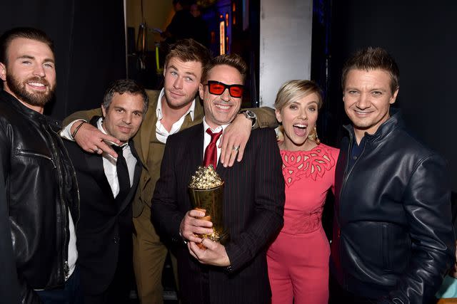 MTV/MTV1415/Getty Chris Evans, Mark Ruffalo, Chris Hemsworth, Robert Downey Jr., Scarlett Johansson and Jeremy Renner in 2015.