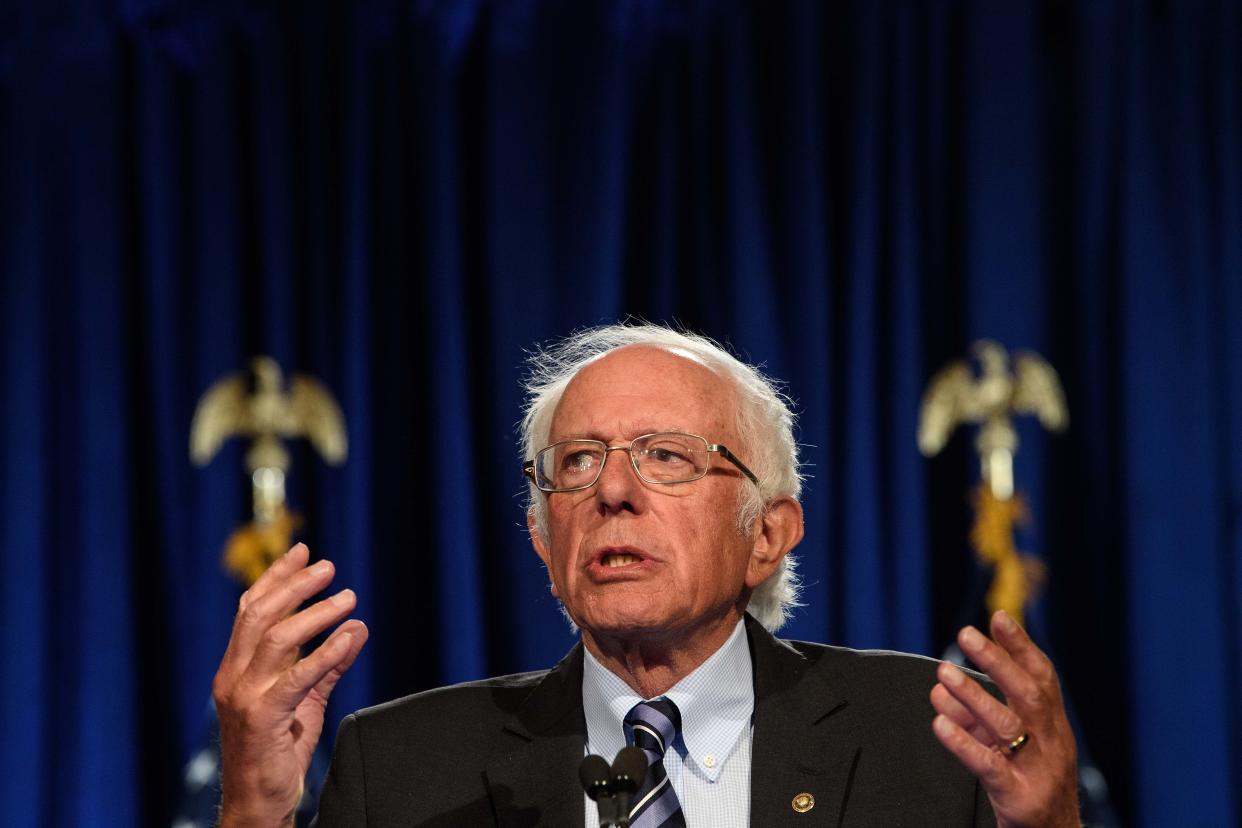 <p>Bernie Sanders celebrated the Biden administration’s support for the temporary lifting of the patent on the coronavirus vaccine.</p> (AFP via Getty Images)