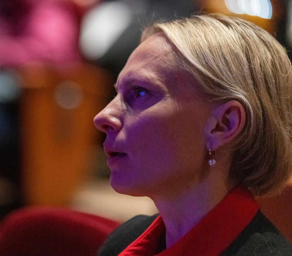 United States Representative Victoria Spartz, Friday, April 29, 2022, at a Holocaust remembrance ceremony at the Tarkington Theater in Carmel. 