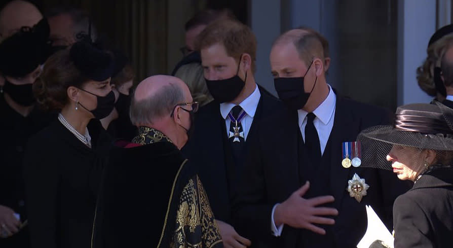 Harry, William and Kate at Prince Philip's funeral