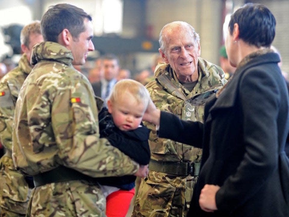 Prince Philip with veterans of 2 Close Support Battalion REME