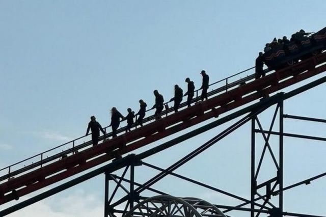 People forced to walk down Big One rollercoaster