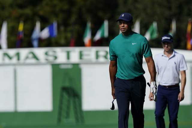 Tiger Woods during a practice round for the Masters