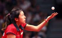 Table Tennis - Gold Coast 2018 Commonwealth Games - Women's Team Bronze Medal Match - Oxenford Studios - Gold Coast, Australia - April 8, 2018 - Tin-Tin Ho of England in action. REUTERS/Jeremy Lee