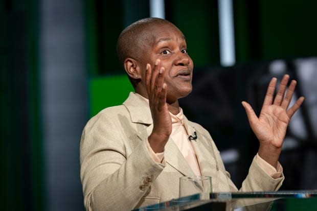 Green Party Leader Annamie Paul takes part in CBC The National’s Face to Face, hosted by Rosemary Barton, on Sept. 14, 2021. (Evan Mitsui/CBC - image credit)