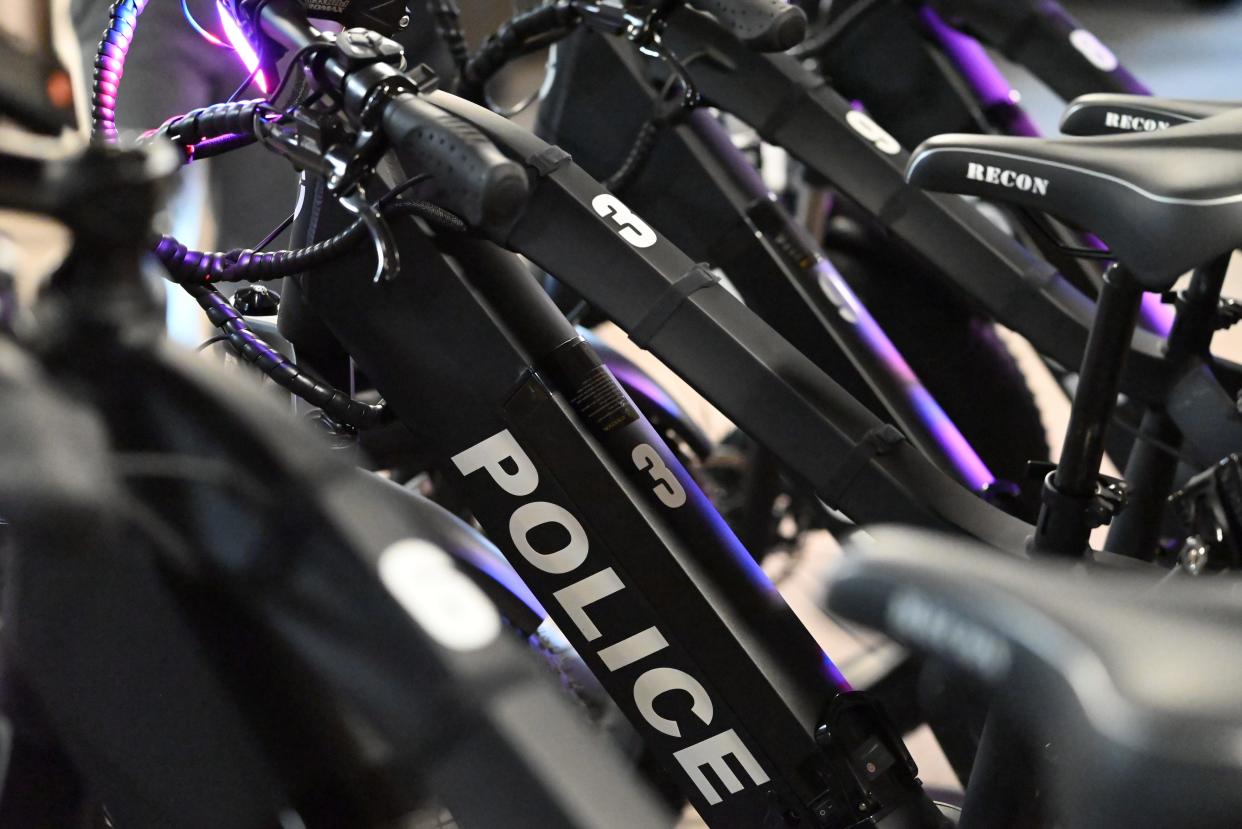 The South Bend Police Department unveiled nine new e-bikes on May 9, 2024, at 701 W. Sample St. that will be used for patrol around the city.