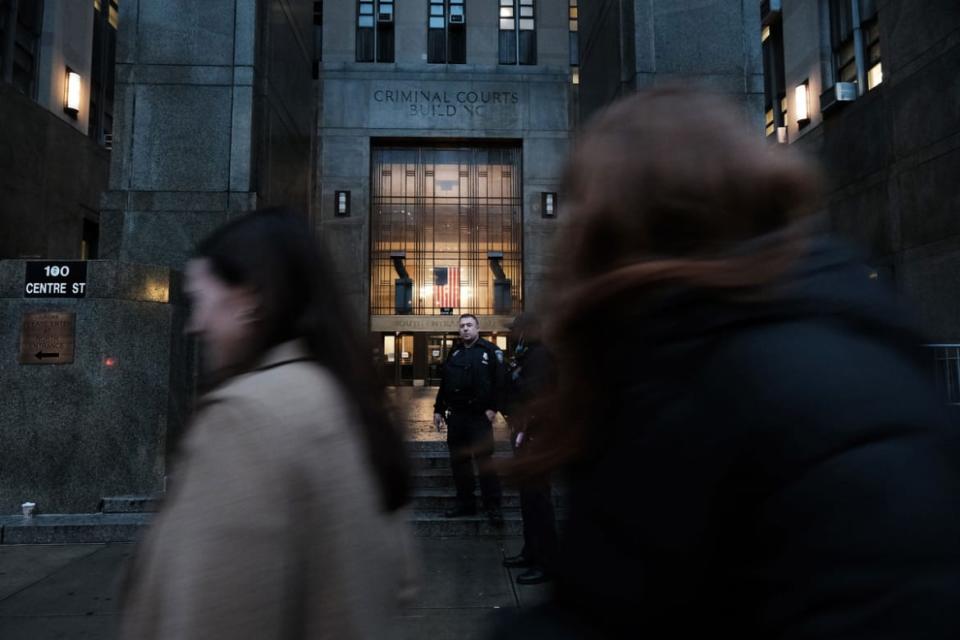 <div class="inline-image__caption"><p>People walk by New York City Criminal Court after the Trump Organization was convicted on all charges in a criminal tax fraud scheme on December 06, 2022 in New York City.</p></div> <div class="inline-image__credit">Photo by Spencer Platt/Getty Images</div>