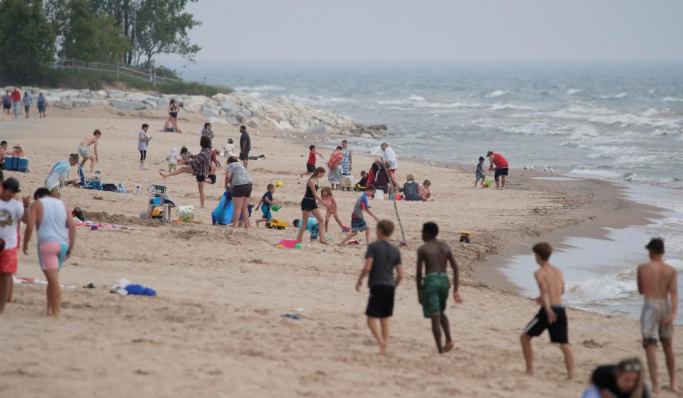 An overall at Neshotah Beach, Thursday, June 30, 2022, in Two Rivers, Wis.