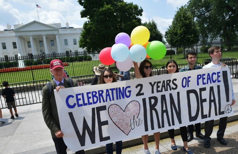 Activists rally outside the White House in July in favor of the Iran nuclear deal, an issue Trump is expected to discuss on the sidelines of the UN General Assembly