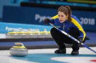 Curling - Pyeongchang 2018 Winter Olympics - Women's Final - Sweden v South Korea - Gangneung Curling Center - Gangneung, South Korea - February 25, 2018 - Anna Hasselborg of Sweden competes. REUTERS/Phil Noble