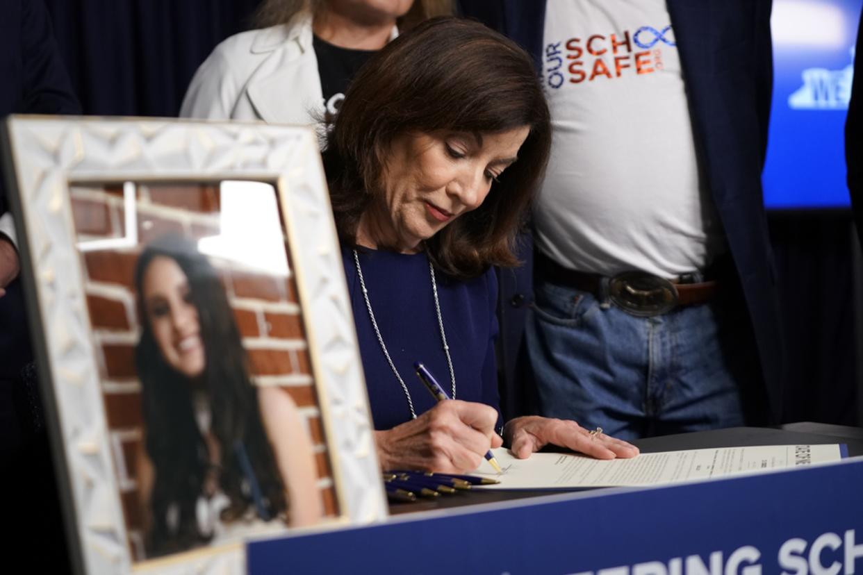 New York Governor signs Alyssa's Law on June 23, 2022 in Manhattan.