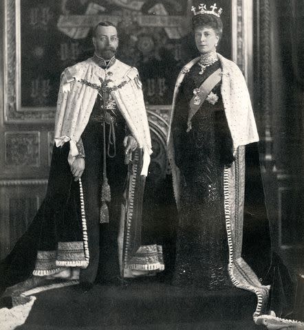 The Print Collector/Heritage Images via Getty Their Majesties King George V and Queen Mary at their first opening of Parliament on Feb. 6, 1911.