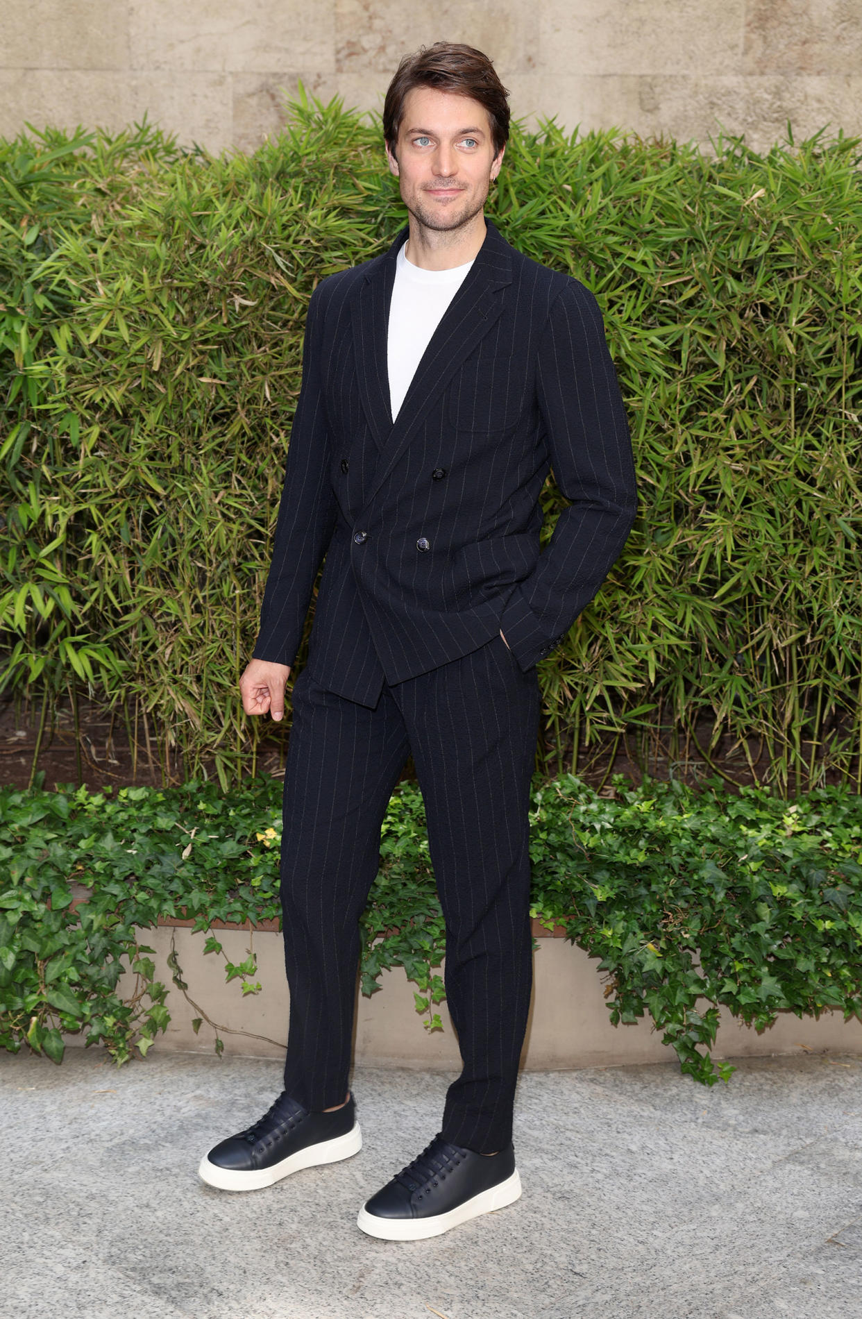 MILAN, ITALY - JUNE 20: Lucas Bravo is seen on the front row at the Giorgio Armani fashion show during the Milan Fashion Week S/S 2023 on June 20, 2022 in Milan, Italy. (Photo by Jacopo Raule/Getty Images) (Jacopo Raule / Getty Images)