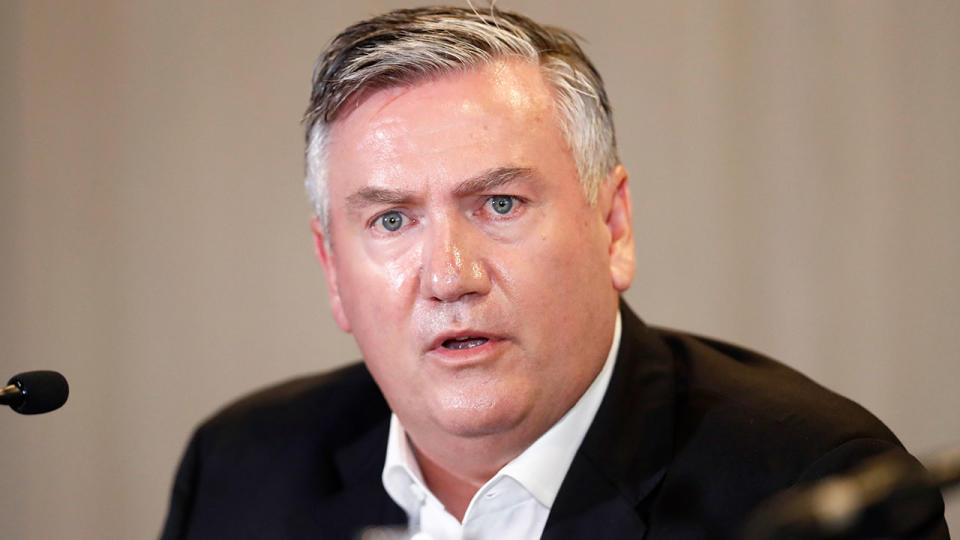 Eddie McGuire is seen here speaking to the media.