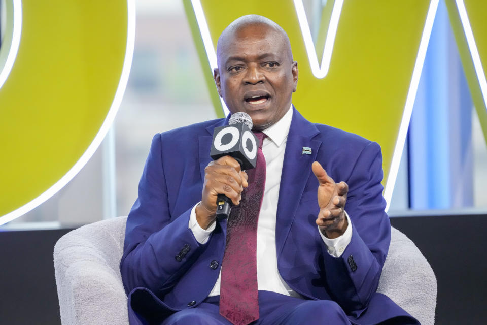Botswanan President Mokgweetsi Masisi addresses attendees of the Global Citizen Now conference, Thursday, May 2, 2024, in New York. (AP Photo/Mary Altaffer)