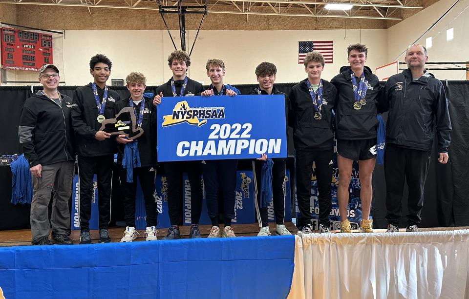 Corning repeated as Class A state champion at the New York State Public High School Athletic Association cross country championships Nov. 12, 2022 at Vernon Verona Sherrill High School.