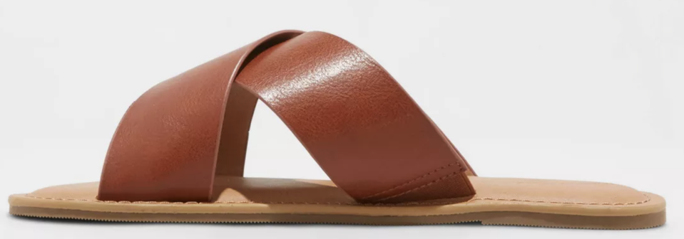 Universal Thread, Target, sandals, flat sandals, leather sandals, strappy sandals, brown sandals, slide sandals