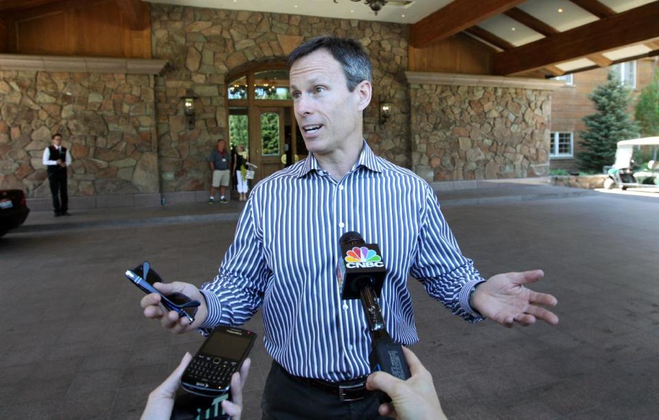 Thomas Staggs, Chairman of Walt Disney Parks and Resorts, at the Allen & Company Sun Valley Conference in Sun Valley, Idaho, Tuesday, July 9, 2012. (AP Photo/Rick Bowmer)