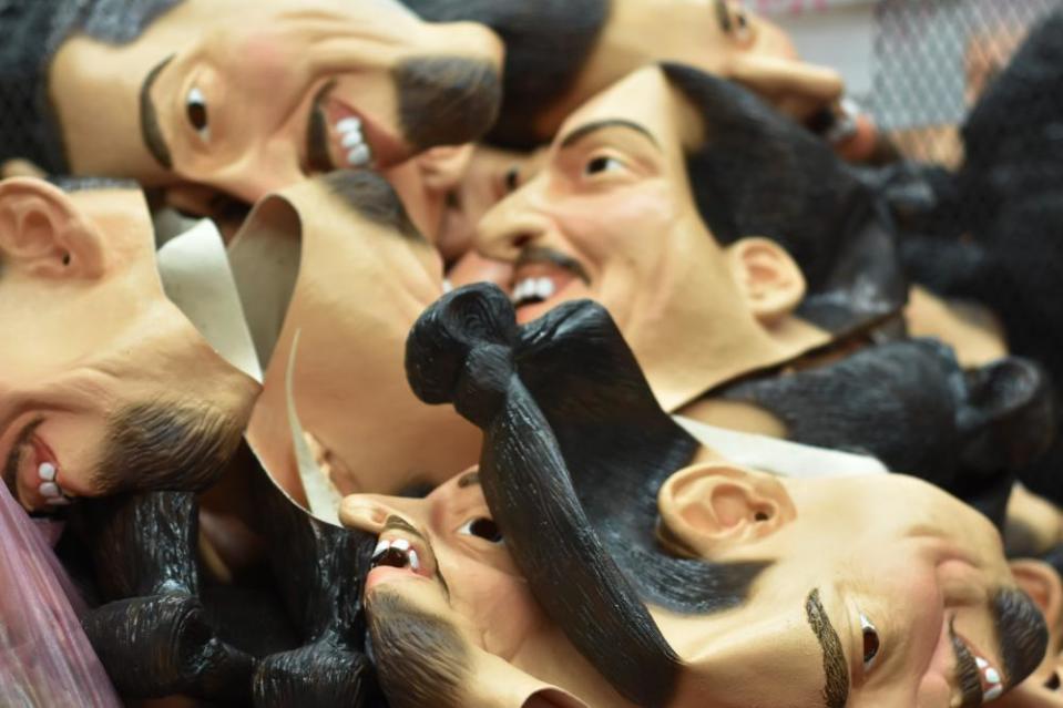 A worker is seen this week manufacturing a Zlatan latex mask in Cuernavaca, Mexico. Obviously.