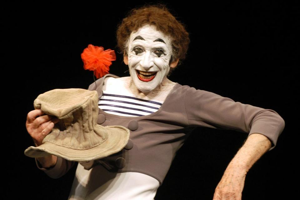 Marcel Marceau toured the world during his long career and appeared in TV shows and films, including Barbarella (1968) and Silent Movie (1976 (Getty Images)