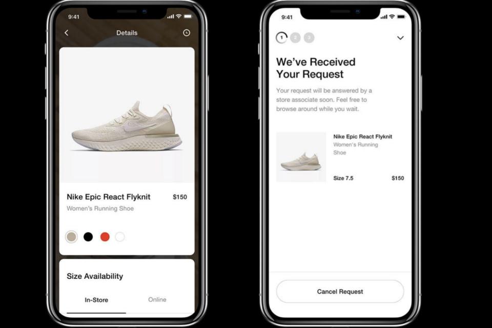 Scan products in-store to find your desired size and reserve them to try on before buying (Nike)