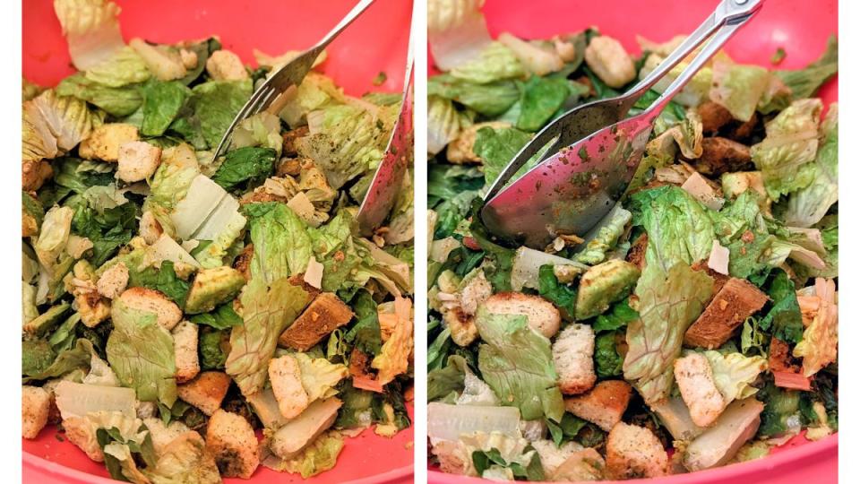 Chicken Avocado Caesar Salad in a bowl.