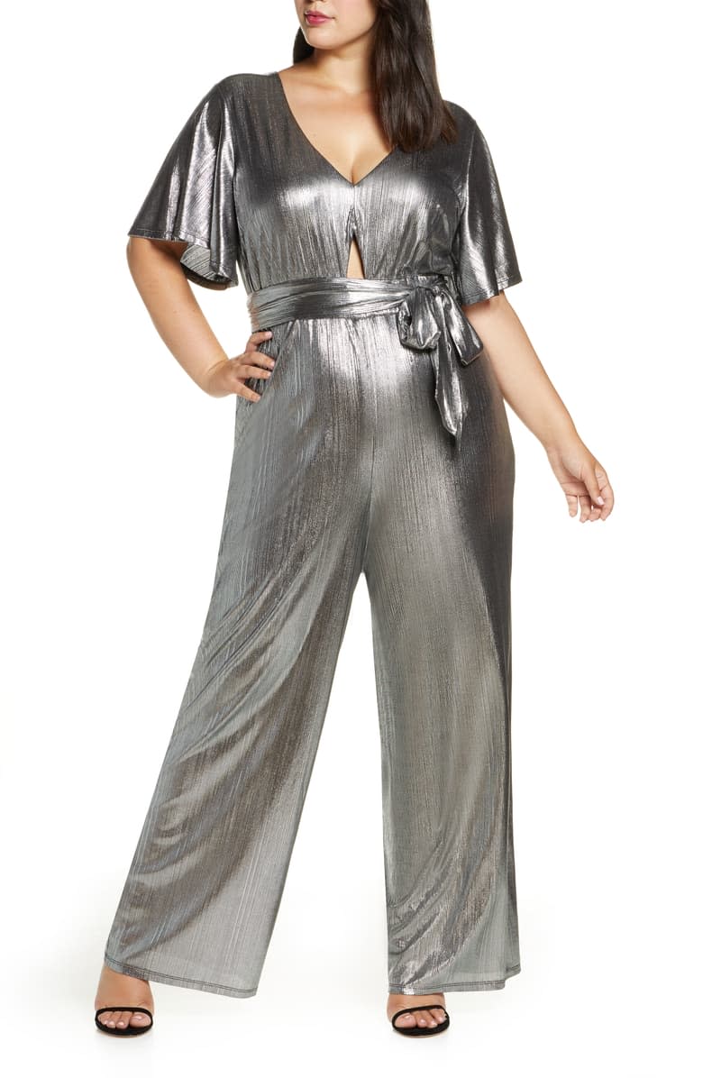 Wide Leg Metallic Jumpsuit