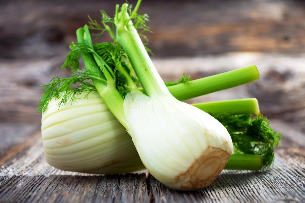 fennel on wooden table